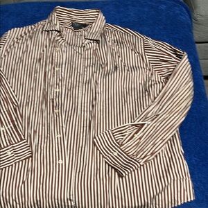 Polo by Ralph Lauren Brown and White Striped Dress Shirt
